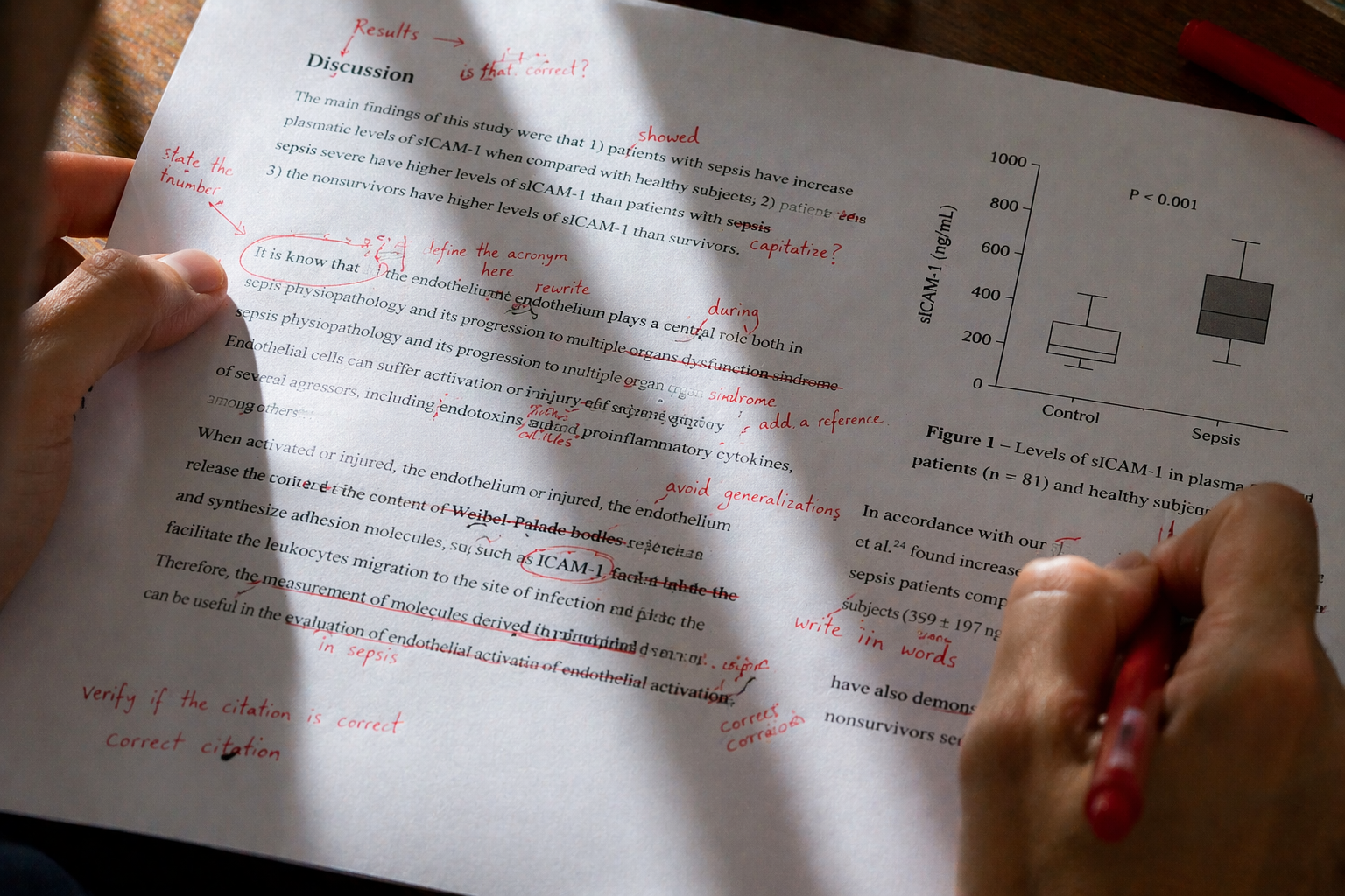Tradução técnica e científica com revisão humana em manuscrito médico